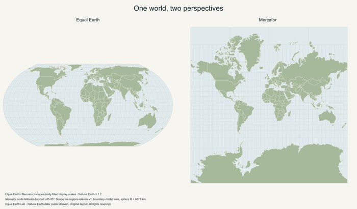 Equal Earth и Mercator
